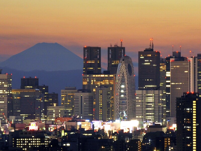 Mount Fuji is te zien vanuit Tokio.