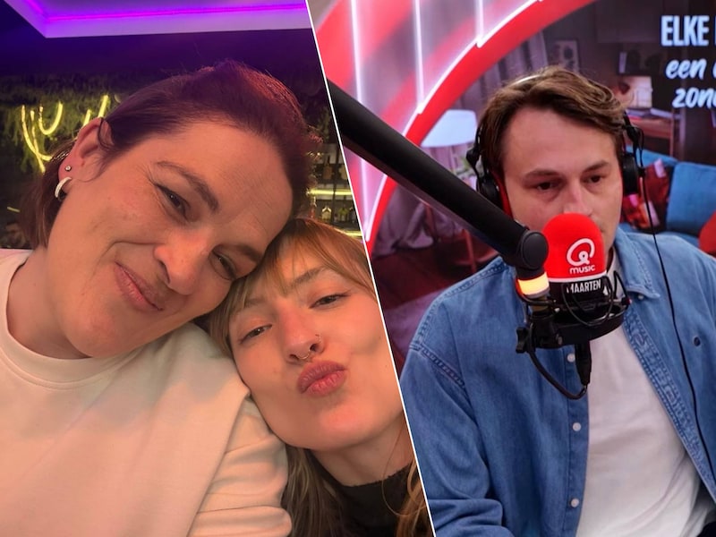 Qmusic-luisteraar Kerensa Willaert uit Merksem won een shoptegoed van 20.000 euro bij IKEA. Naast haar (rechts) zie je nichtje Caro (26) die een deel van het geld krijgt., Maarten Vancoillie tijdens de uitzending op Qmusic