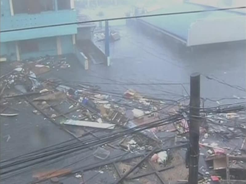De stad Tacloban op een still van een video.