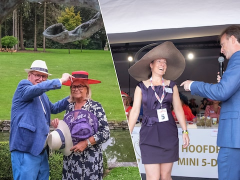 Willy Naessens en Marie-Jeanne op een archiefbeeld in aanloop naar Waregem Koerse / Frederic De Vos aan het werk op het podium van de Hat Trophy.