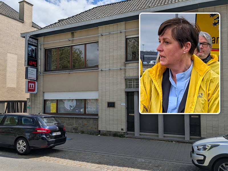 In de voormalige decoratiewinkel wil VZW Attawba een ontmoetingscentrum maken, De nieuwe aanvraag hangt ondertussen ook aan het raam. Inzet: Vlaams parlementslid Griet Vanryckegem.
