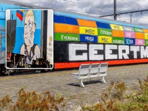 Het graffitiwerk verwijst naar Geert Frisson, een van de kopstukken op het Costa-proces.