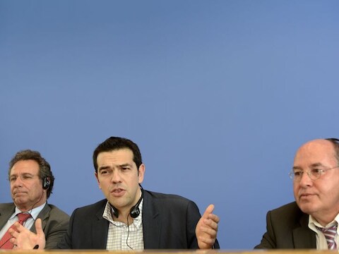 Alexis Tsipras ging vandaag langs bij Die Linke in Berlijn.