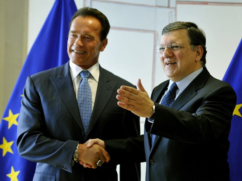 Arnold Schwarzenegger en Jose Manuel Barroso spraken elkaar vandaag in Brussel.