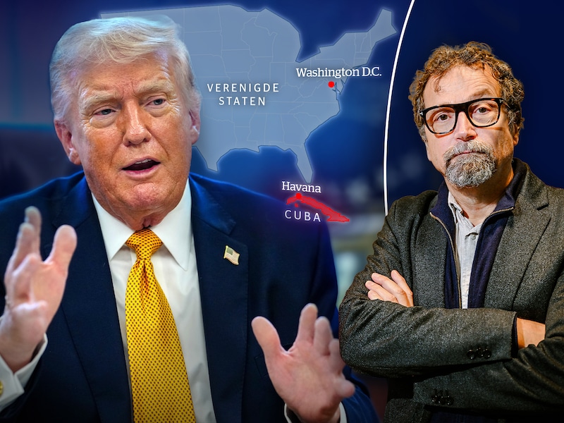 Professor Bart Kerremans (r) schat Trumps kansen op succes in Cuba in.