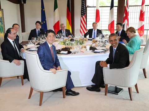 De deelnemers aan de G7-top in Japan.