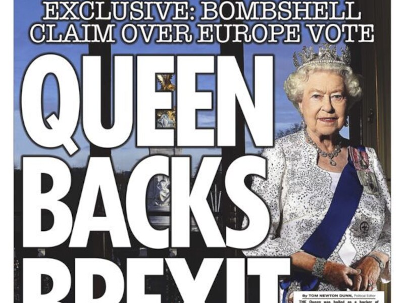 Hoewel The Sun met een spectaculaire voorpagina beweerde dat de monarch pro Brexit zou zijn, werd deze claim ontkend door het paleis en politici.