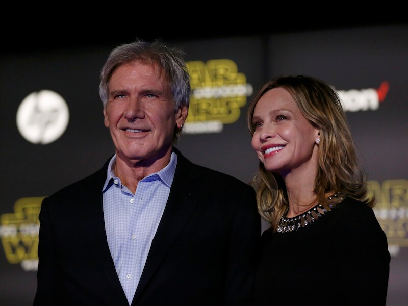 Acteur Harrison Ford en zijn echtgenote Calista Flockhart op de rode loper