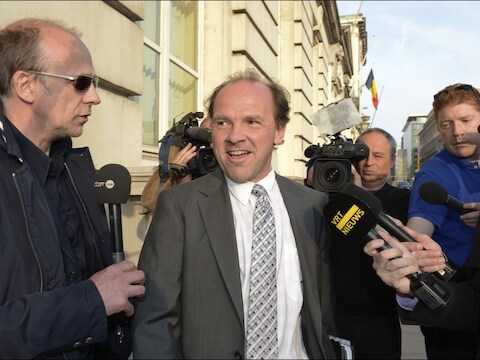 Vlaams minister van Begroting Philippe Muyters bij aanvang van het overleg.