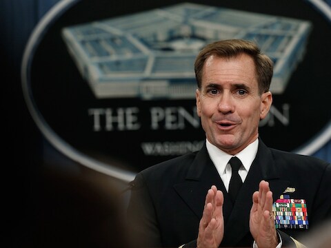 Woordvoerder John Kirby van het Pentagon.