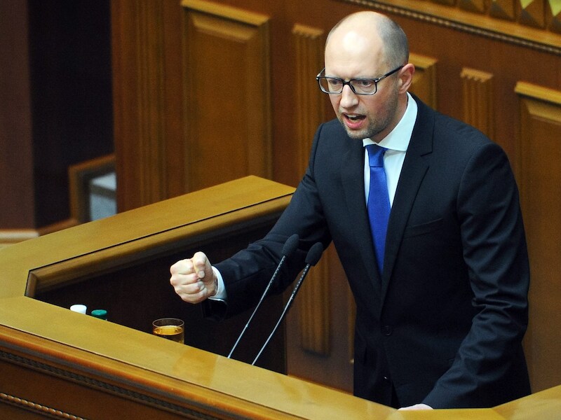 Ontslagnemend interim-premier Arsenij Jatsenjoek.