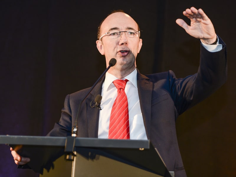 Rudy Demotte (PS) tijdens zijn nieuwjaarsspeech.