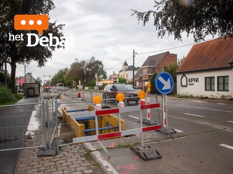 De werfzone aan de Brusselsesteenweg in Melle.