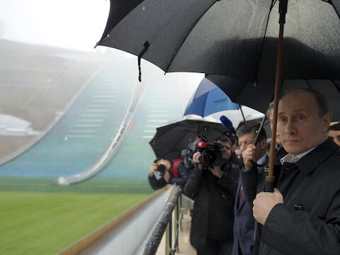 Poetin op bezoek in Sochi.