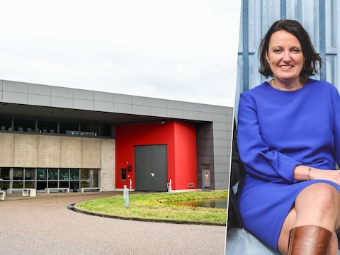 Links: de gevangenis van Hasselt. Rechts: Kathleen Van De Vijver, woordvoerder van het Gevangeniswezen.