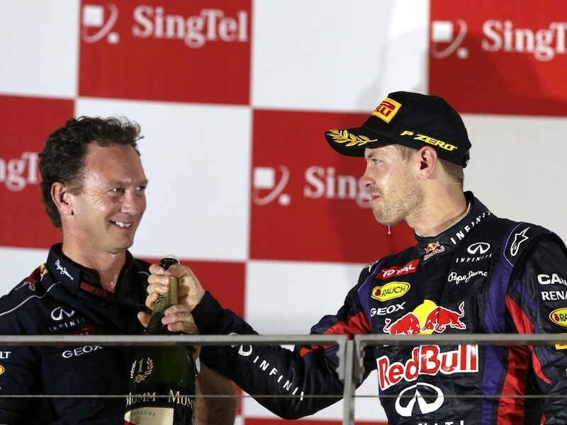 Christian Horner en Sebastian Vettel.