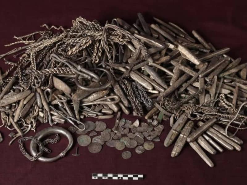 Deense man vindt grootste zilverschat uit Vikingtijdperk ooit terwijl hij aan het tuinieren is