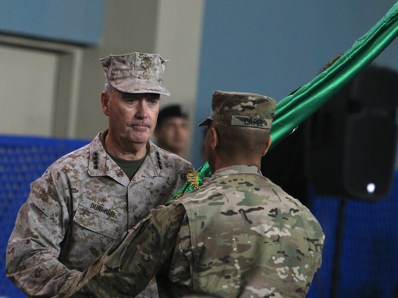 Generaal Joseph Dunford, commandant van de Navo-troepenmacht in Afghanistan.