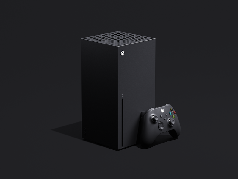 De zuilvormige Xbox Series X.