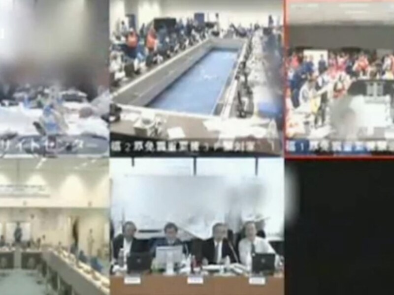 Beelden vanuit de controlekamer van Fukushima, op een screenshot van de NOS.