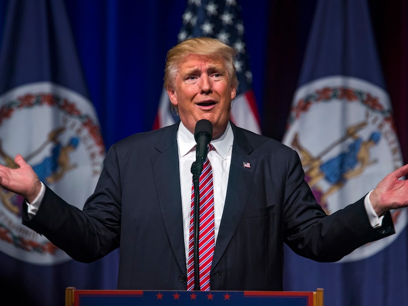 Presidentskandidaat Donald Trump afgelopen zomer tijdens een speech in Virgina.