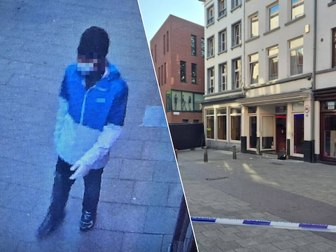 De verdachte van de steekpartij in het Antwerpse Schipperkwartier werd vastgelegd op camerabeelden uit de straat, die aan de redactie werden bezorgd. Hij is nog op de vlucht. 