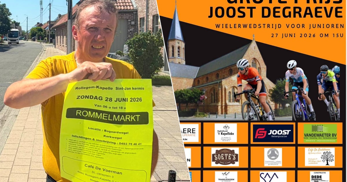 Wielerwedstrijd en rommelmarkt tijdens snikheet kermisweekend in Rollegem-Kapelle