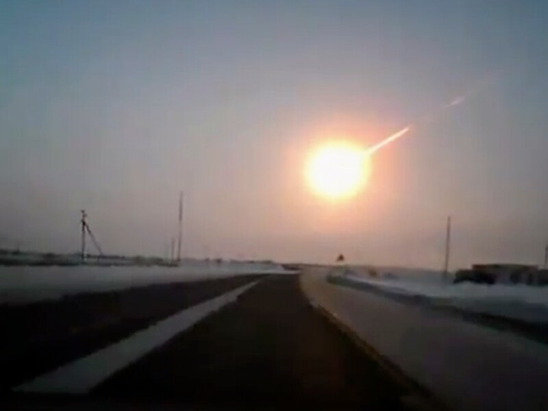 De meteorietinslag in februari in de buurt van Chelyabinsk.