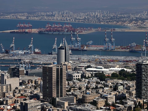 De haven van Haifa in Israël.