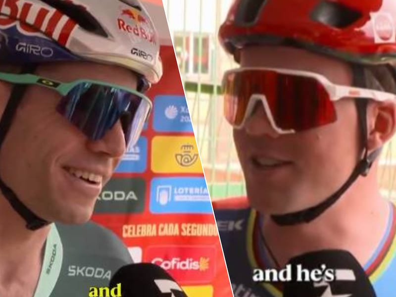 “Hoop dat hij met het groen naar huis kan”: Mads Pedersen spreekt opnieuw respect uit voor Wout van Aert in leuk dubbelinterview
