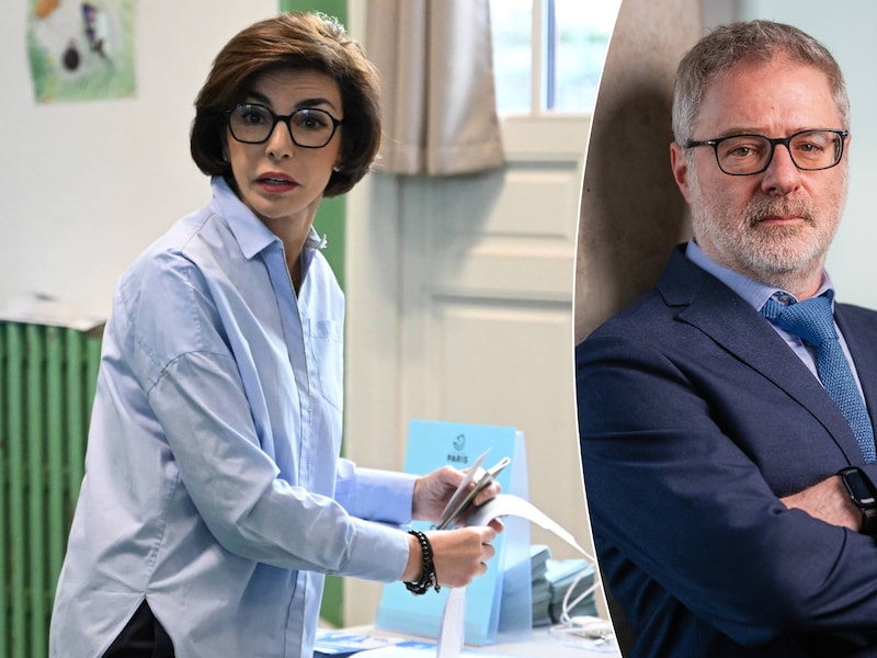 Rachida Dati, kandidaat-burgemeester in Parijs, brengt haar stem uit. 