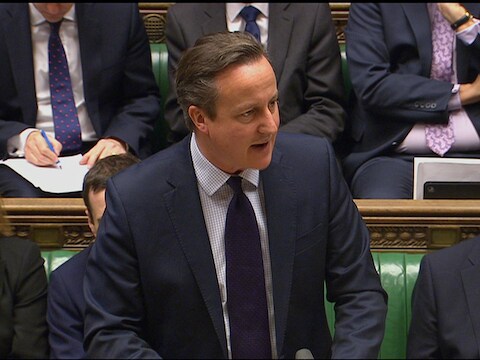 David Cameron in het parlement.