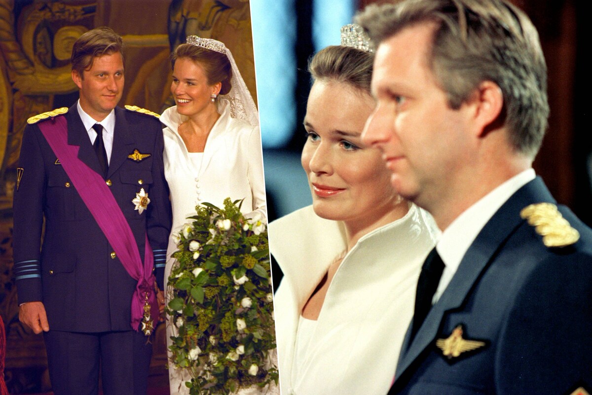 Een limousine uit 1969, een boeket van 8 kilo en 10.000 champagneglazen: zo  verliep het huwelijk van Filip en Mathilde 25 jaar geleden | Royalty |  HLN.be