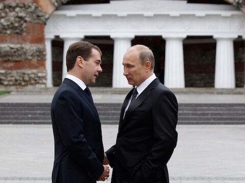 Medvedev en Poetin.
