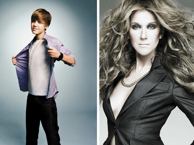 Justin Bieber en Céline Dion.