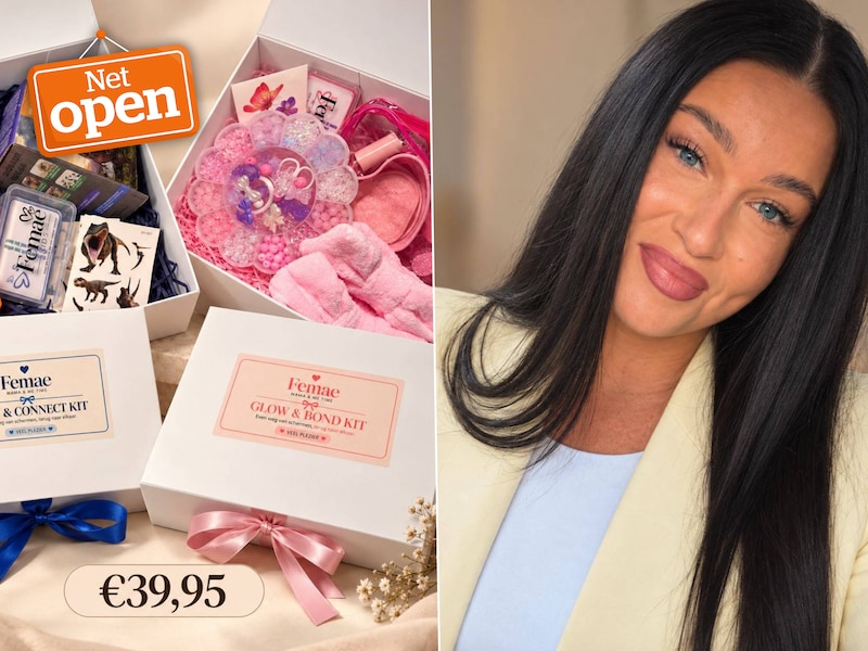 De Mama & Me Time-boxen bevatten spelletjes en activiteiten om samen met je kind qualitytime te beleven., Kimberley Verhaegen (32), oprichtster van Femae, wil met haar webshop mama’s ondersteunen met praktische hulpmiddelen voor het gezinsleven en hen eraan herinneren dat ze naast mama ook nog altijd vrouw zijn, met eigen dromen en ambities.