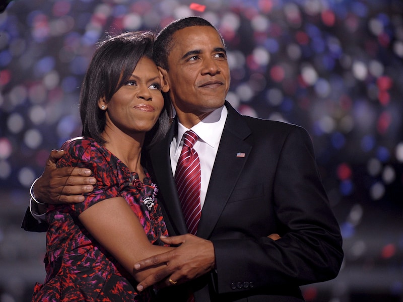Barack en Michelle Obama op de Democratische Conventie in augustus 2008 in Denver, Colorado.
