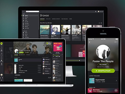 De nieuwe, donkere look van Spotify.