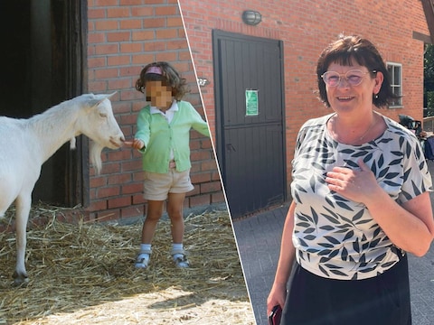 Links: een kindje voedert een van de dieren op kinderboerderij Mikerf in Brasschaat. Rechts: coördinator Eva Baets.
