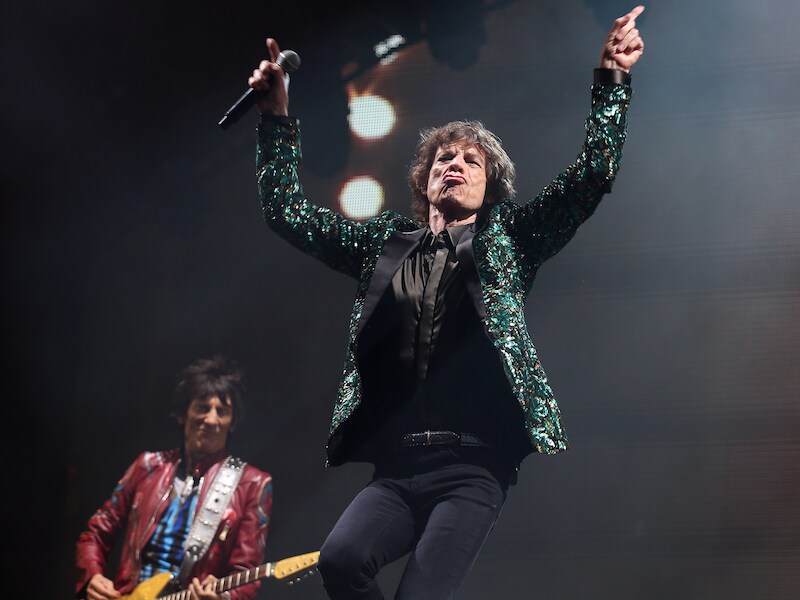 Mick Jagger (Rolling Stones) vorig jaar op het podium van Glastonbury.