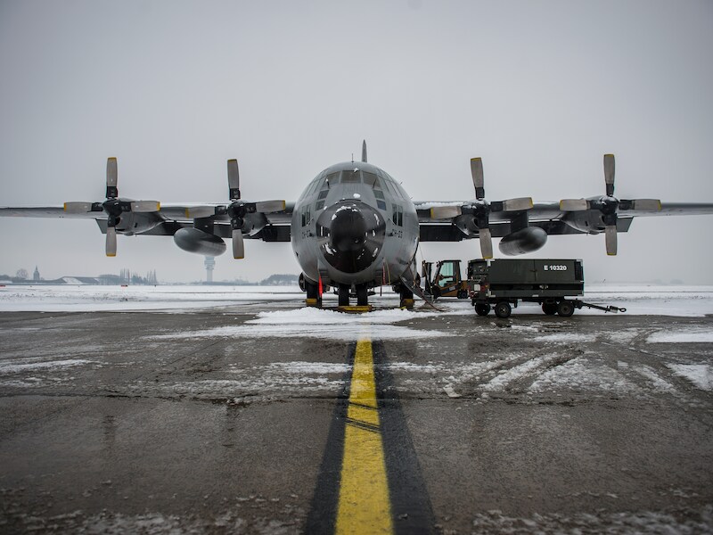 Een Belgische C-130 kort voor het vertrek naar Mali.