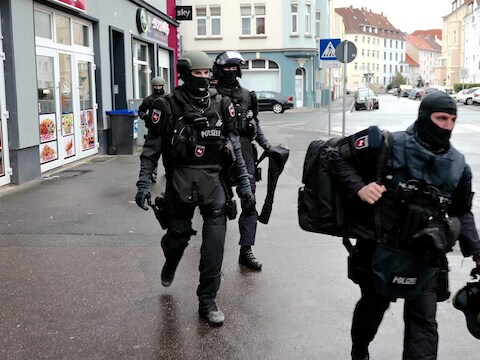 Beeld van de actie vandaag in Hannover.