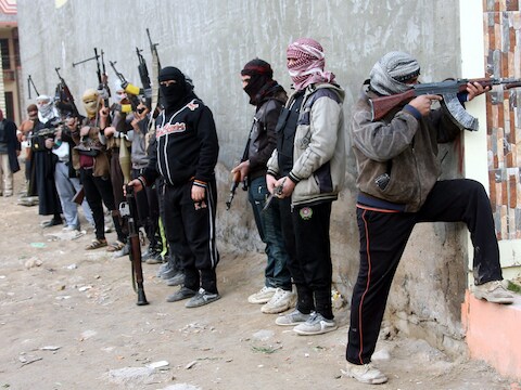 Soennitische strijders in Fallujah.