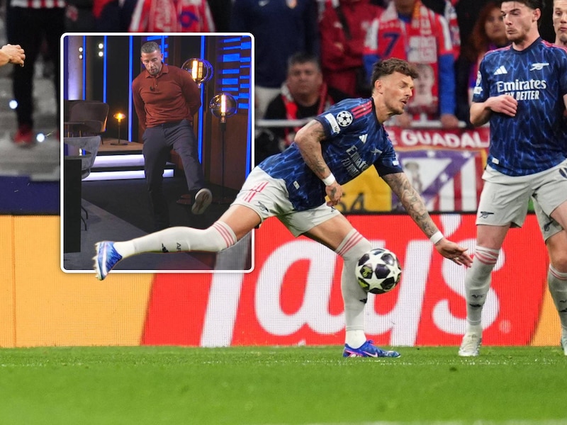 KIJK. Terwijl Toby Alderweireld in onze studio omstreden penaltyfase uitbeeldt, is Arsenal-coach Arteta woest op VAR: “Dit was tegen de regels” 