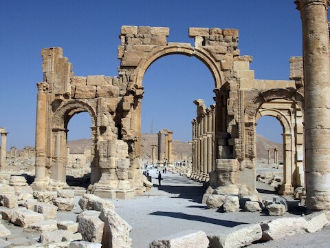 De Romeinse ruïnes in Palmyra, Syrië.