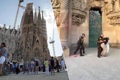 Klimaatactivisten besmeuren Sagrada Familia in Barcelona met verf