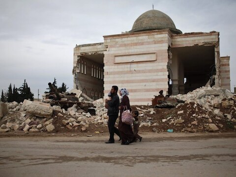 In Aleppo zijn hele buurten verwoest.