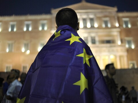 Archiefbeeld van een pro-Europese demonstratie in Athene.