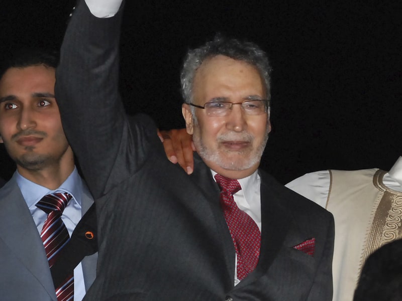 Al-Megrahi bij zijn aankomst in Tripoli in 2009.