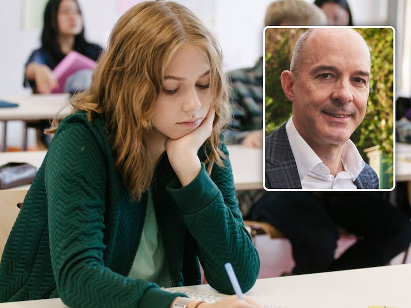 Een leerlinge van het secundair onderwijs. Inzet: onderwijsexpert Daniel Muijs.